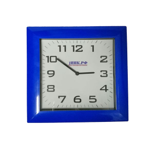 Часы пластиковые (заготовка) под полиграфическую вставку синие квадратные